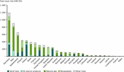 Fuel input to Combined Heat and Power plants in EU-27 and EEA countries in 2009.